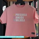 Camisa Rosa Damas Crop Top - Semi Oversized - Preciosa, Amada, Valiosa
